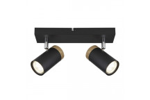 S412/2 2LIGHT SPOT 2XGU10 BLACK / WOOD FINISH