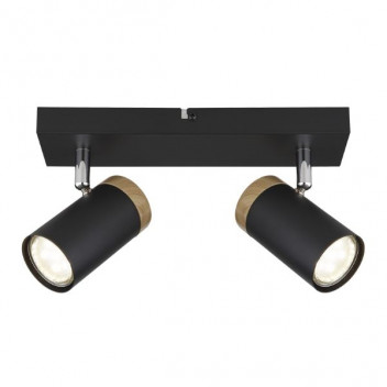 S412/2 2LIGHT SPOT 2XGU10 BLACK / WOOD FINISH